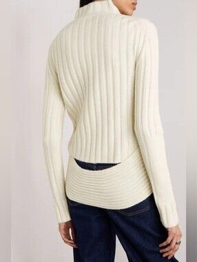 PROENZA SCHOULER Haven Ribbed Wool Blend Turtleneck Sweater In Bone L Org $1,090